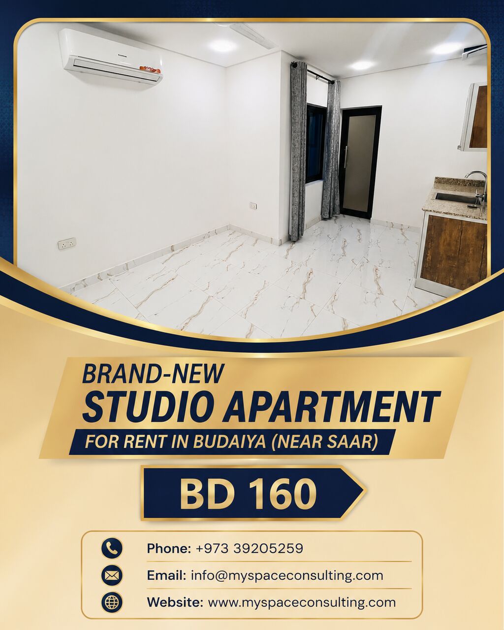Budaiya, Apartments, Flats, Houses & Villas, BHD 160/month,  Furnished,  Studio,  Brand-New Studio Apartment For Rent In Budaiya