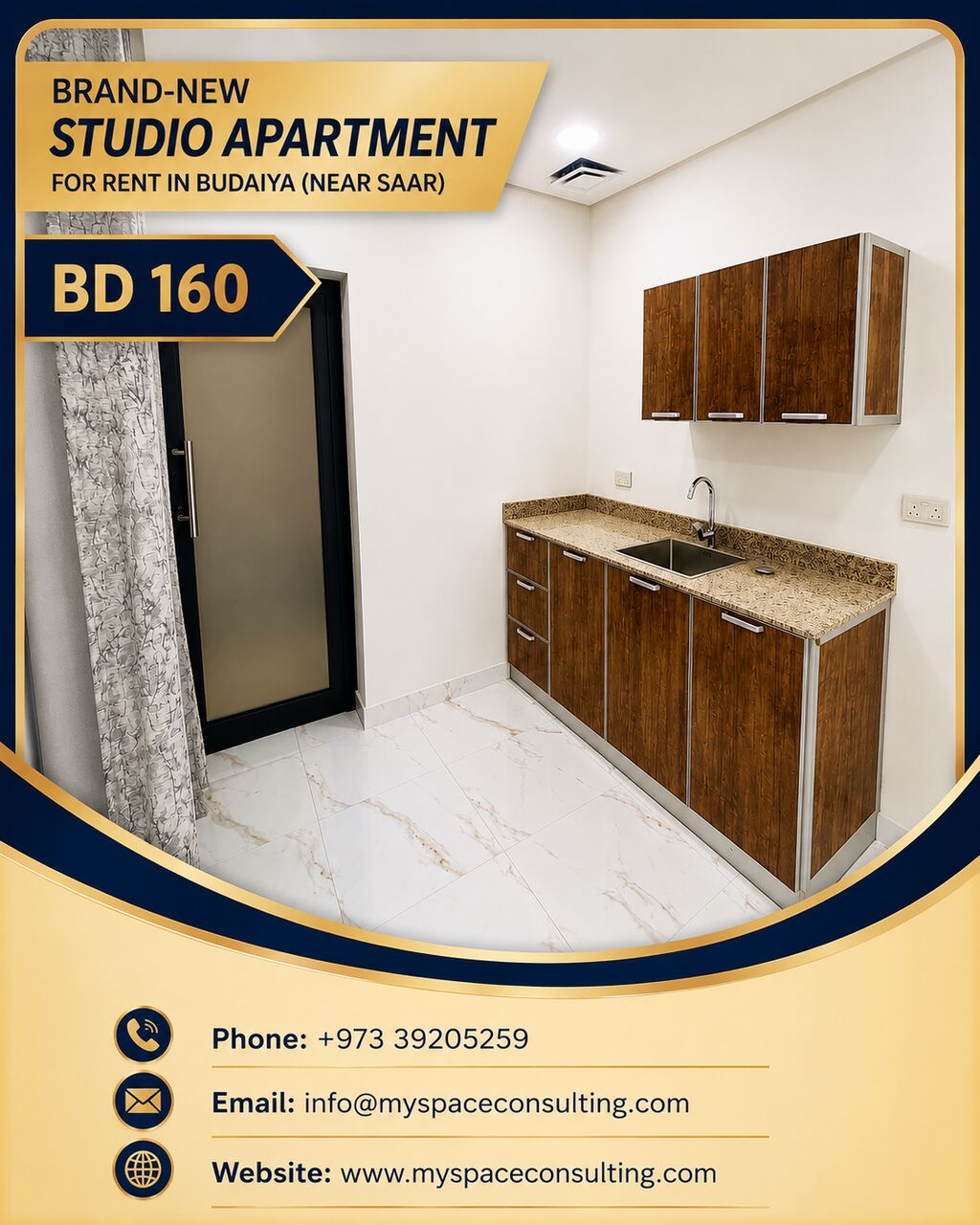 Budaiya, Apartments, Flats, Houses & Villas, BHD 160/month,  Furnished,  Studio,  Brand-New Studio Apartment For Rent In Budaiya