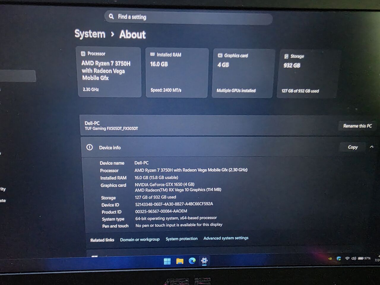 Dammam, Computers, SAR 1999,  Gaming Laptop - Asus FX505DT - 1TB Samsung EVO 980 NVME M.2
