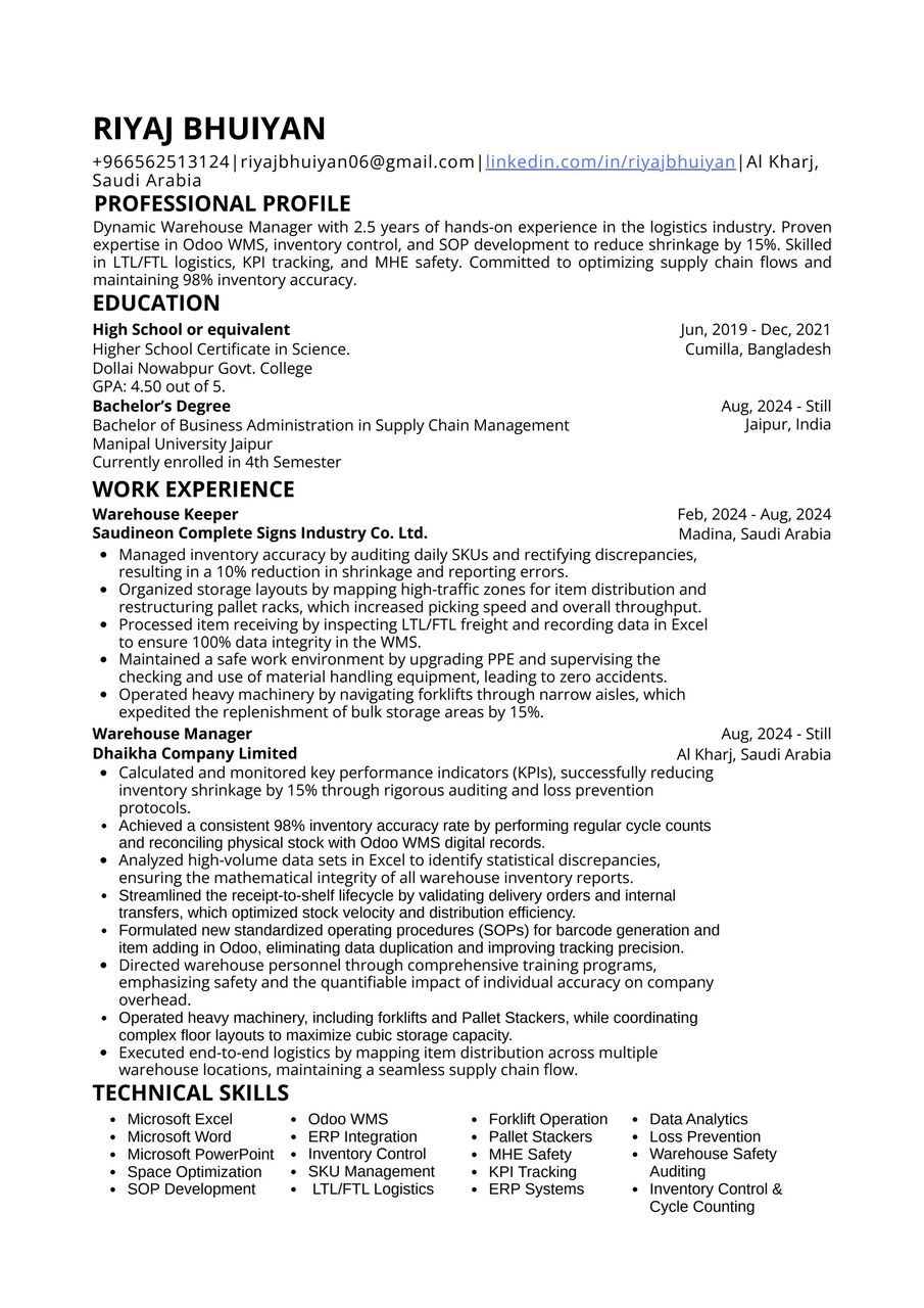 Riyadh, Job Seekers, Looking Job Warehouse, Store Or Relevant Position