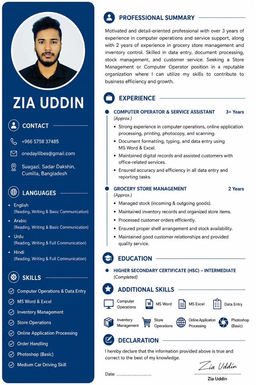 Dammam, Job Seekers, Salesman, Waiter, Office Boy,
