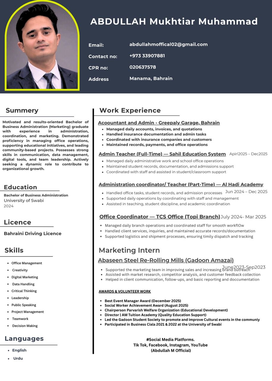 Manama, Job Seekers, Administration Management