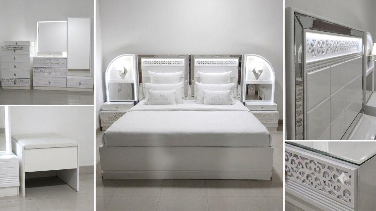 Riyadh, Furniture, SAR 4599,  𝗖𝗼𝗺𝗽𝗹𝗲𝘁𝗲 𝗕𝗲𝗱𝗿𝗼𝗼𝗺 𝗦𝗲𝘁 – 𝗪𝗮𝗿𝗱𝗿𝗼𝗯