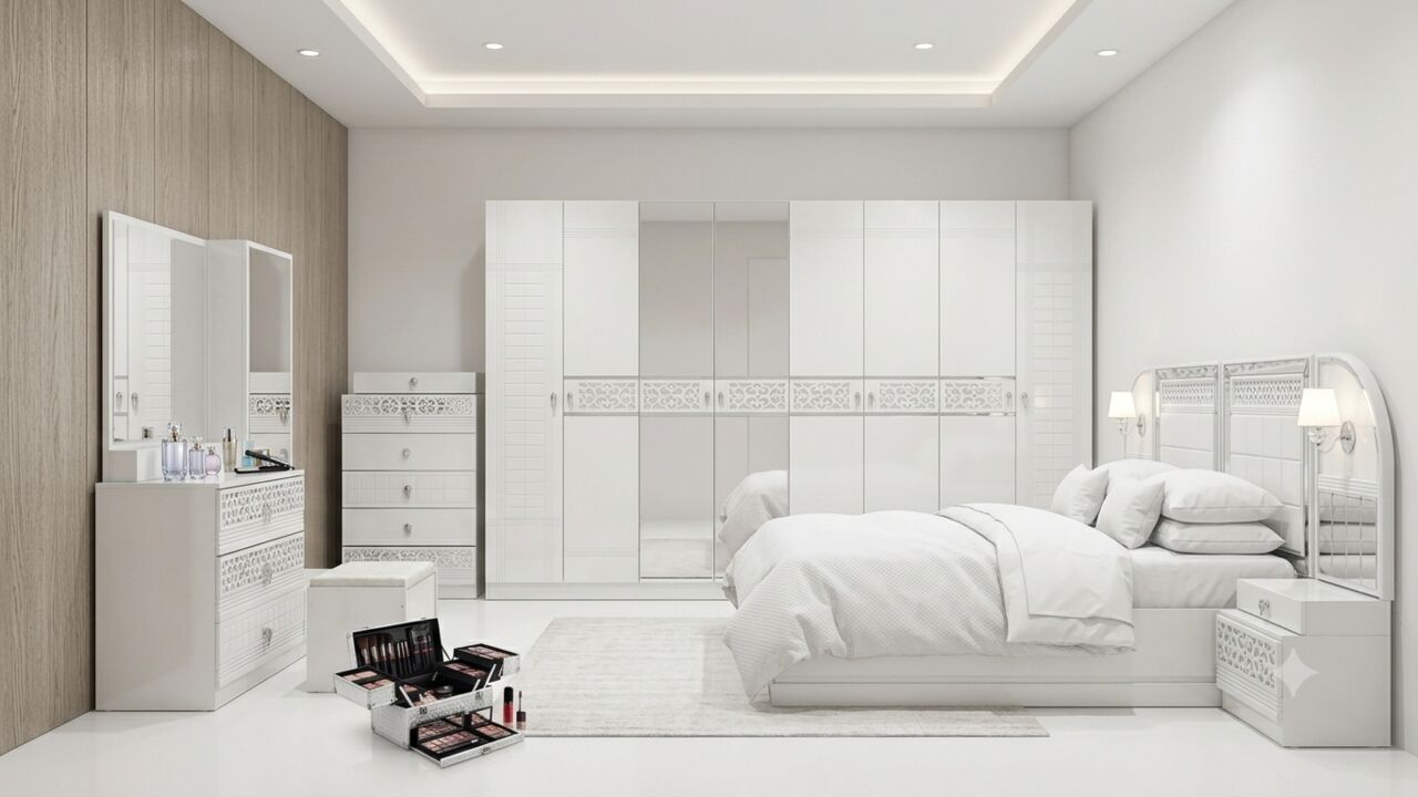 Riyadh, Furniture, SAR 4599,  𝗖𝗼𝗺𝗽𝗹𝗲𝘁𝗲 𝗕𝗲𝗱𝗿𝗼𝗼𝗺 𝗦𝗲𝘁 – 𝗪𝗮𝗿𝗱𝗿𝗼𝗯