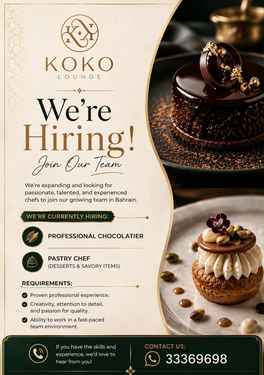 Manama, Jobs, Chocolatier And Pastry Chef