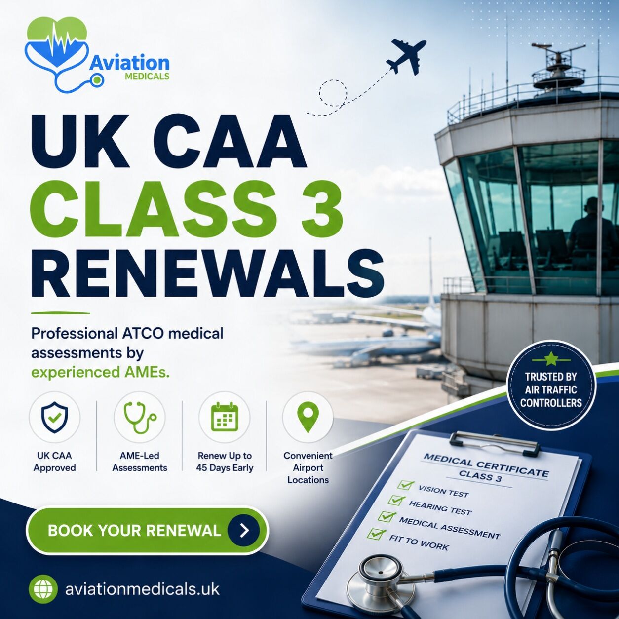 Manchester, Medical, Air Traffic Controller Medical Renewal - UK CAA Class 3