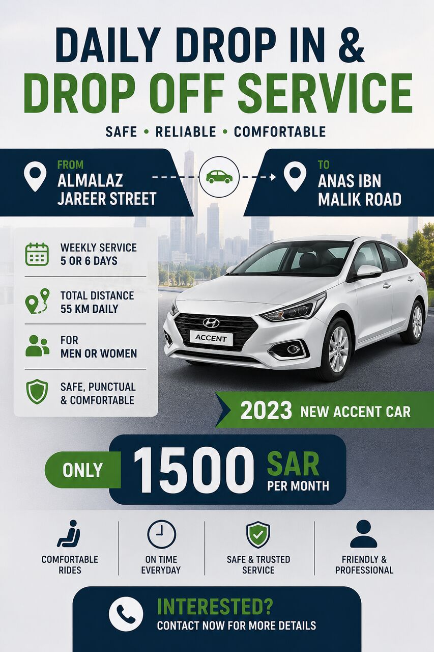 Al Malaz, Pick Up & Drop Off, 🚗 Daily Pick-up & Drop-off Service Available