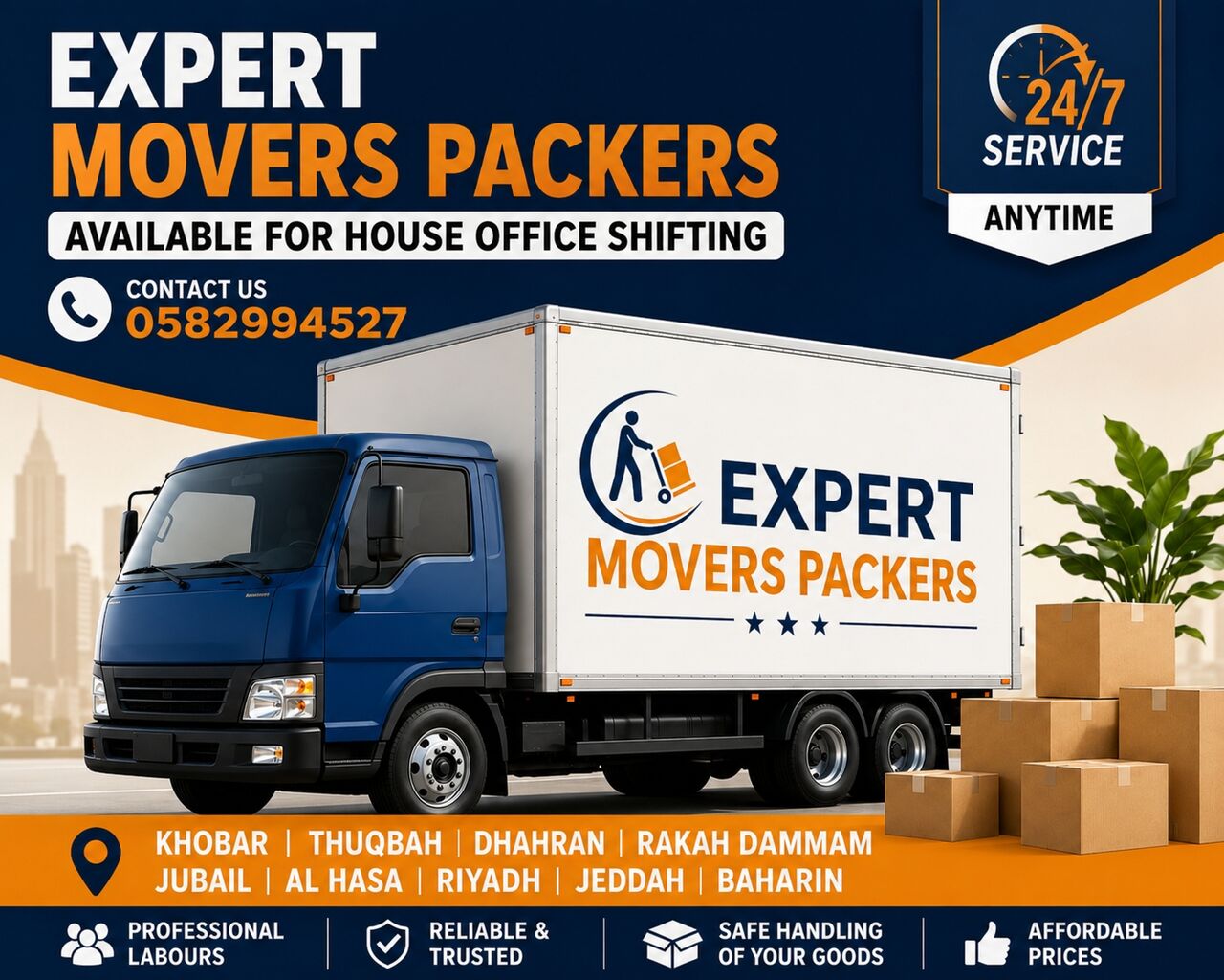 Thuqbah, Household, Expert House & Office Shifting Services In Dammam Khobar Jubail & Nearby Places 0582994527
