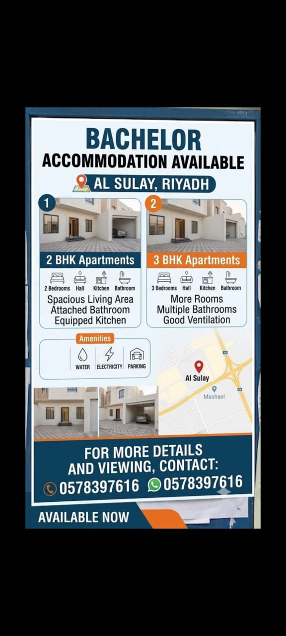 Riyadh, Villas, Ground Floor Bachelor Flat For Rent