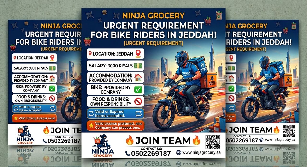 Jeddah, Jobs, Ninja Grocery Bike Riders
