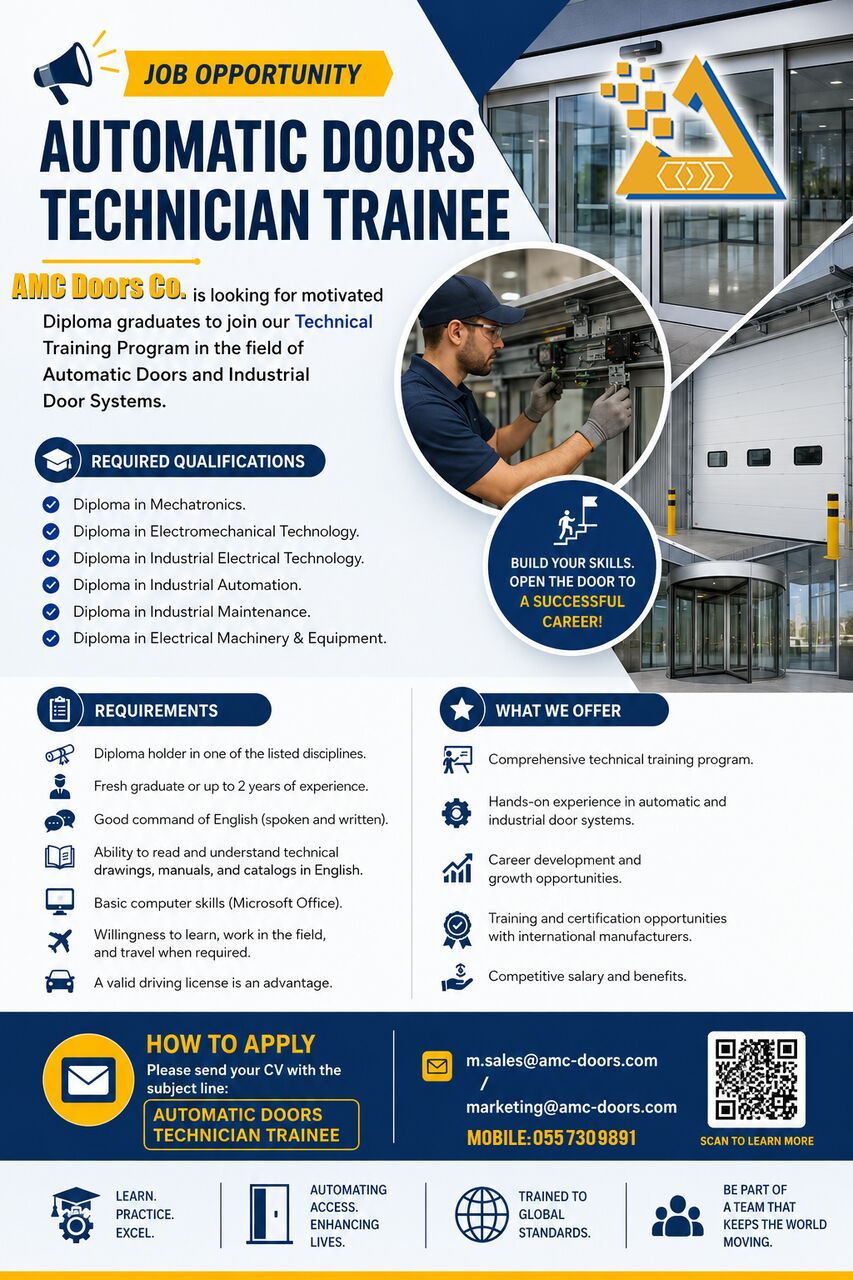 Al Malaz, Jobs, Automatic Door Technician / Trainee