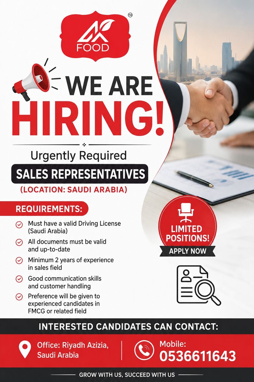 Al Aziziyah, Jobs, Sales Representatives