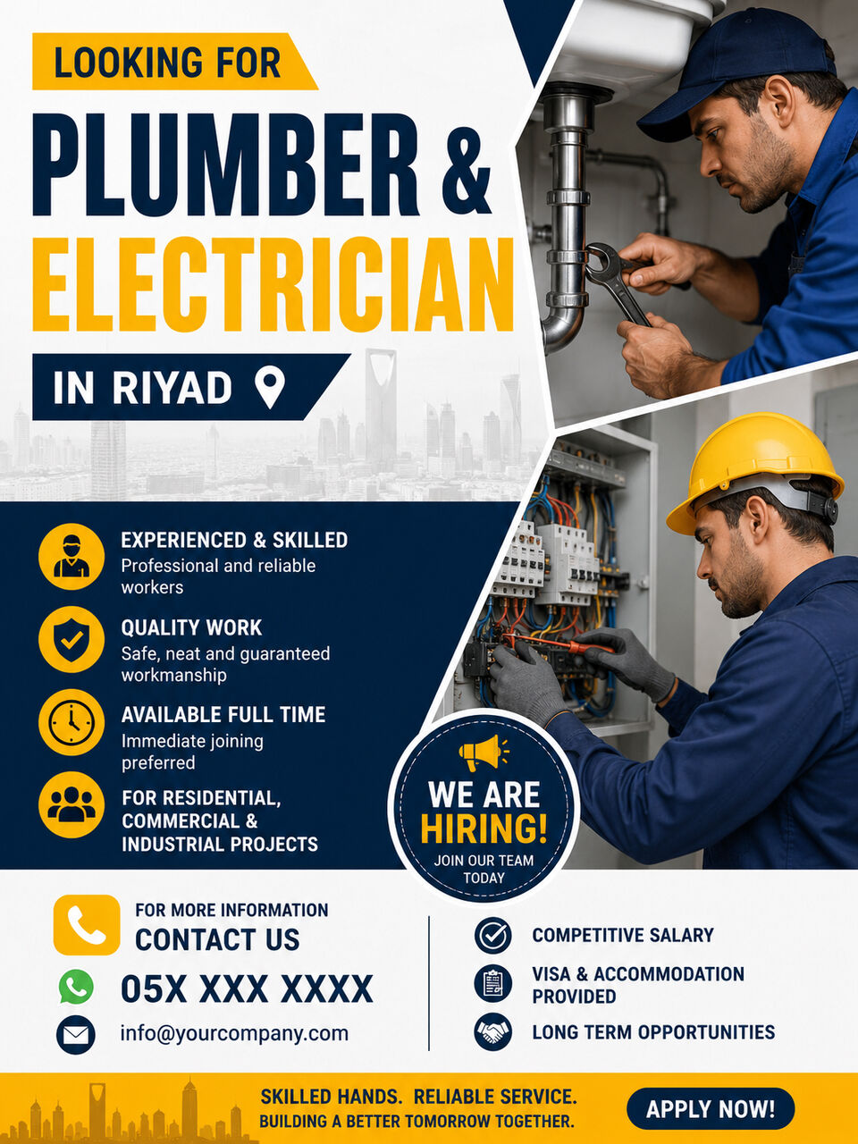 Al Adama, Jobs, HIRING 2 Electrician & 2Helper