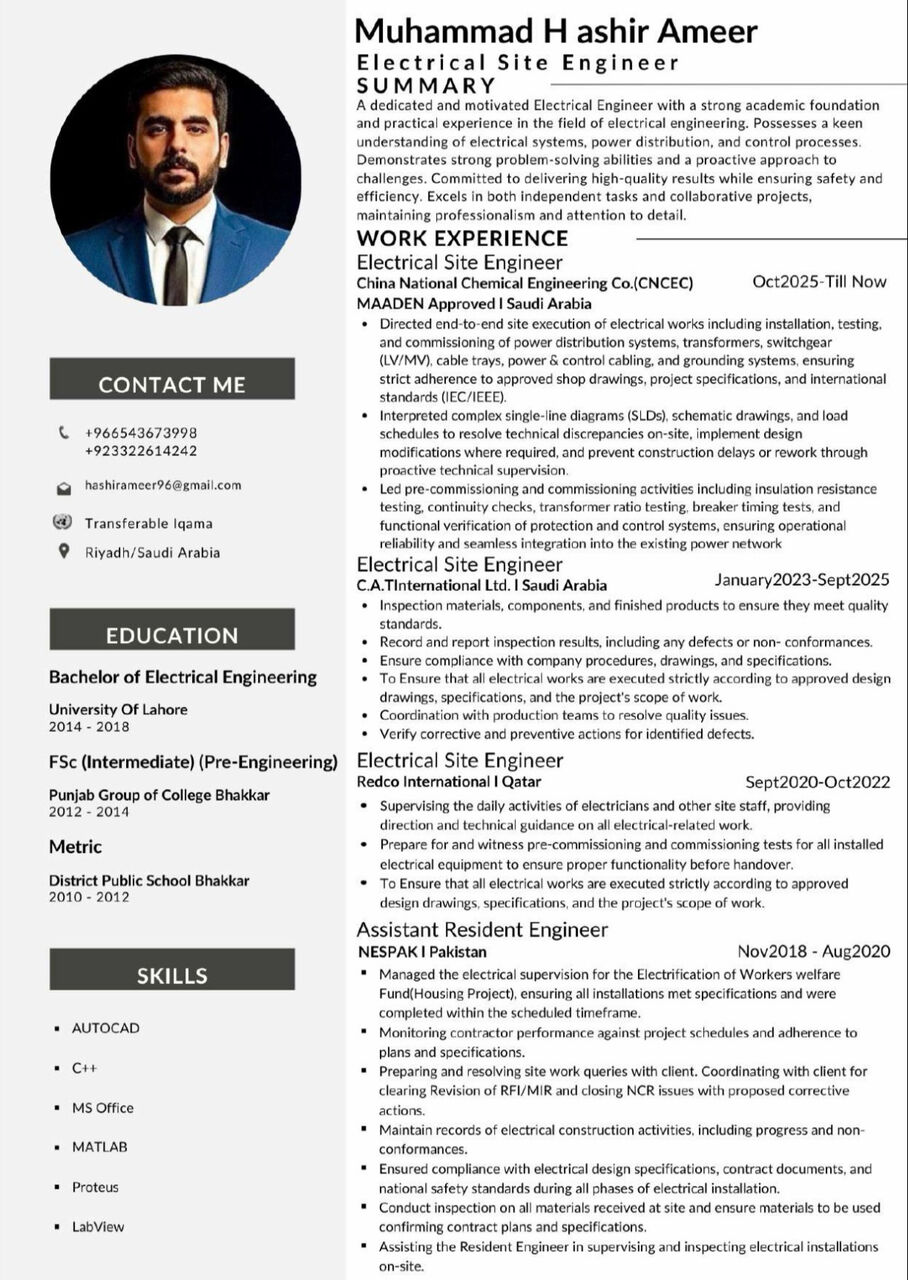 Riyadh, Job Seekers, Electrical Site Engineer/MEP Engineer