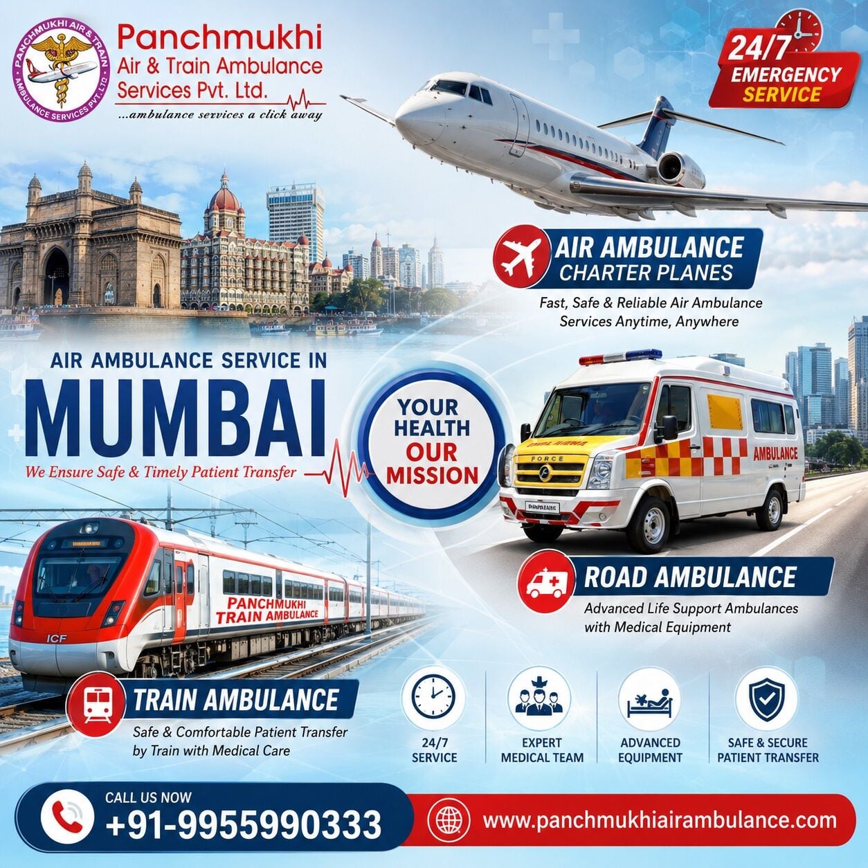 Mumbai, Health, Panchmukhi ICU Air Ambulance From Mumbai- Safe Medical Evacuation With Caution