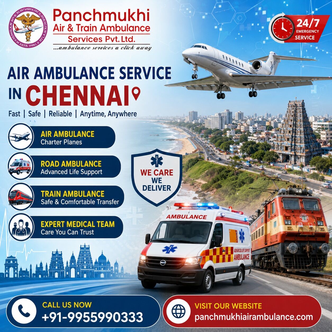 Chennai, Health, Panchmukhi Air And Train Ambulance In Chennai- Emergency Medical Transit With Uninterrupte