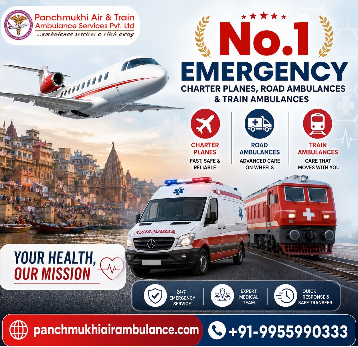 Mumbai, Health, Panchmukhi Hi Tech Air Ambulance In Varanasi- Rapid Emergency Care