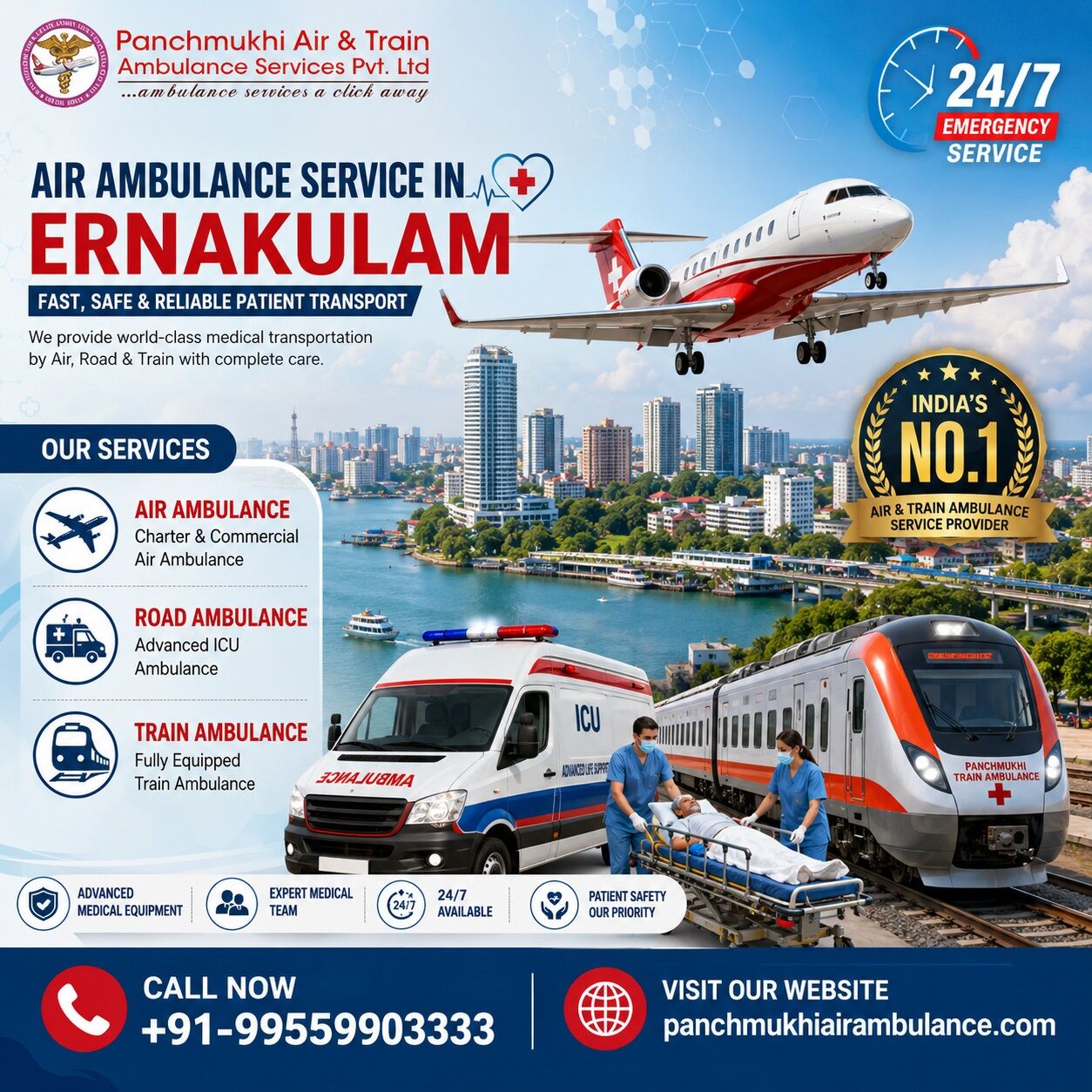 Mumbai, Health, Panchmukhi Affordable Air Ambulance In Ernakulam- Medical Transfers Without Complexities
