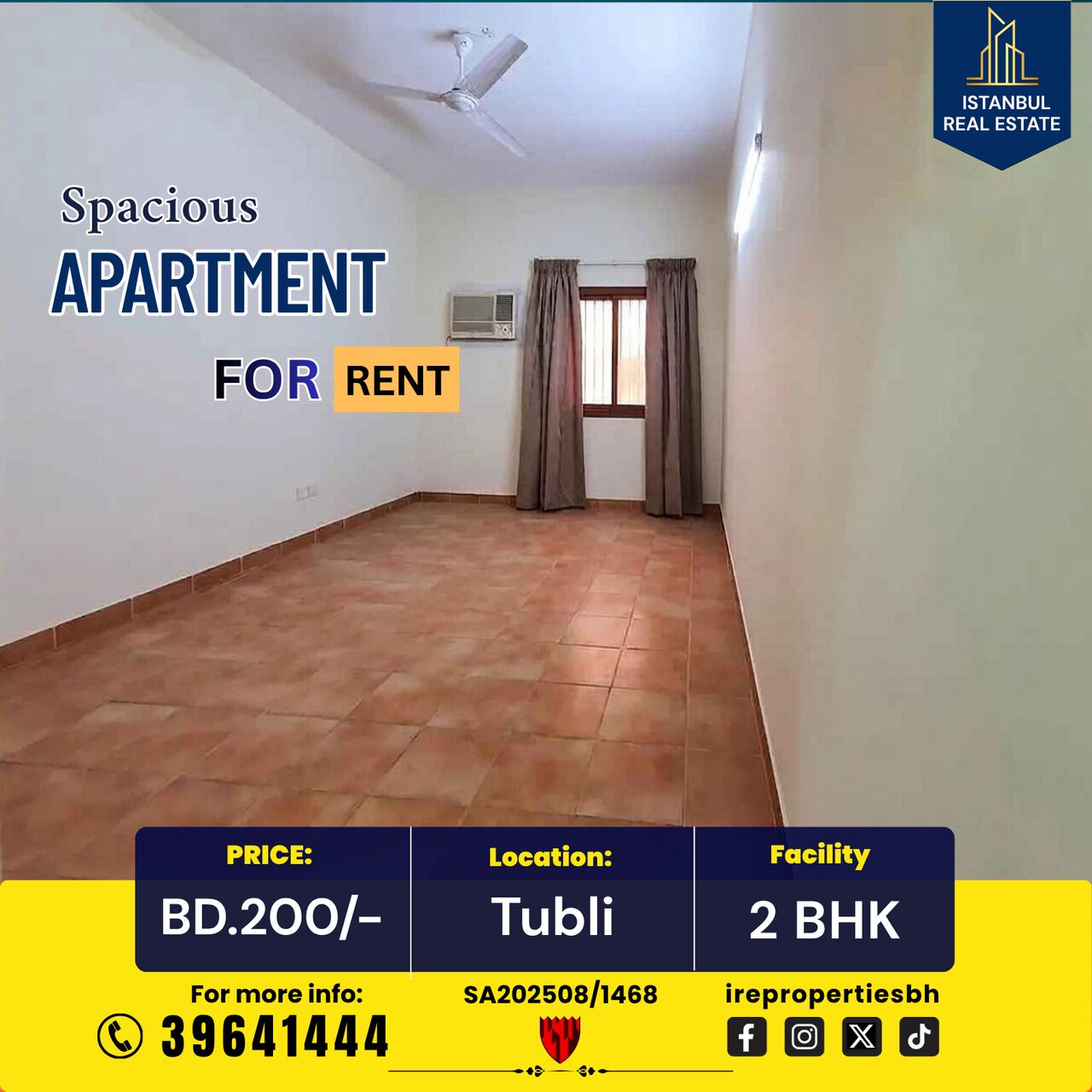 Tubli, Apartments, Flats, Houses & Villas, BHD 200/month,  120 Sq. Meter,  2 BHK Spacious Apartment For Rent In Tubli BD.200/-