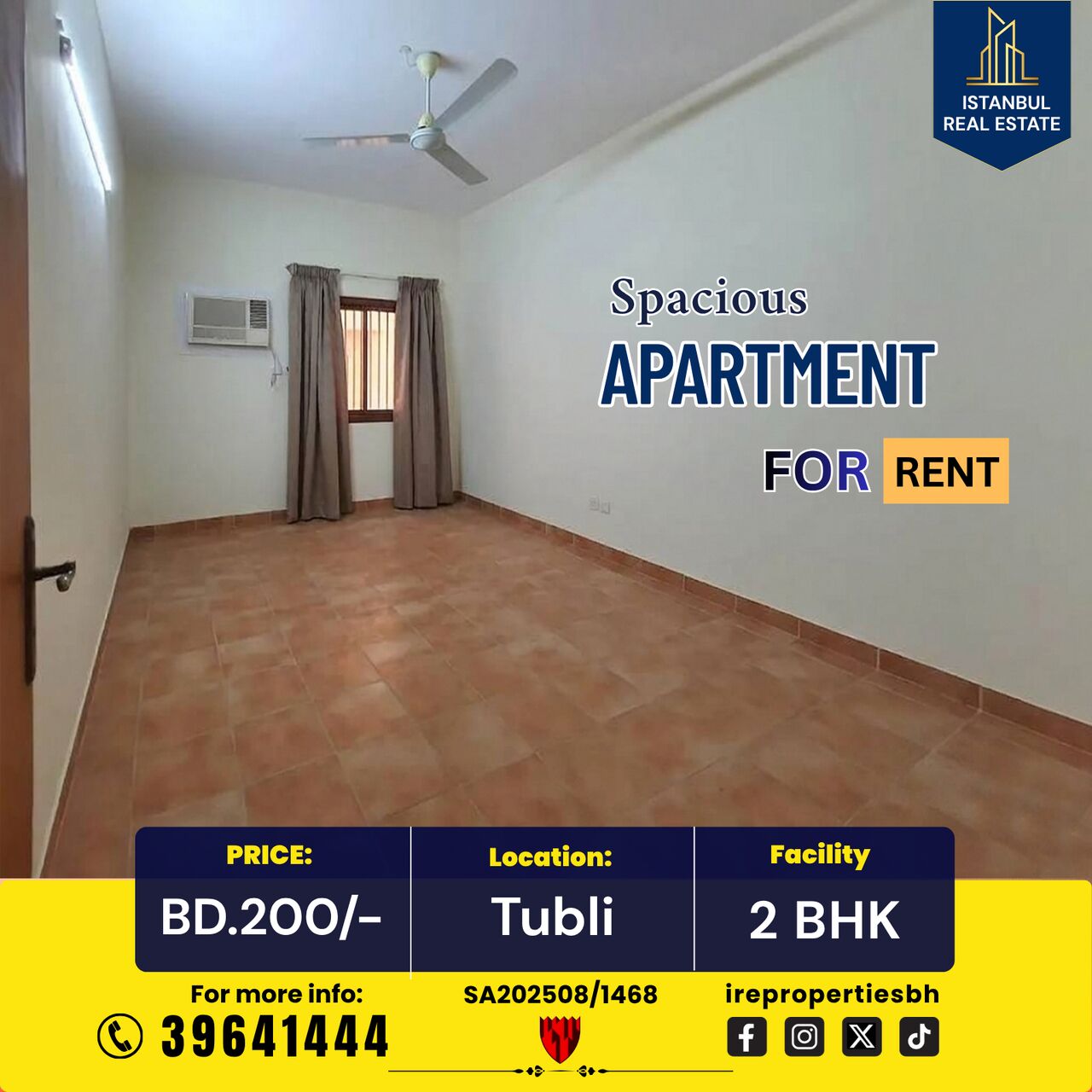Tubli, Apartments, Flats, Houses & Villas, BHD 200/month,  120 Sq. Meter,  2 BHK Spacious Apartment For Rent In Tubli BD.200/-