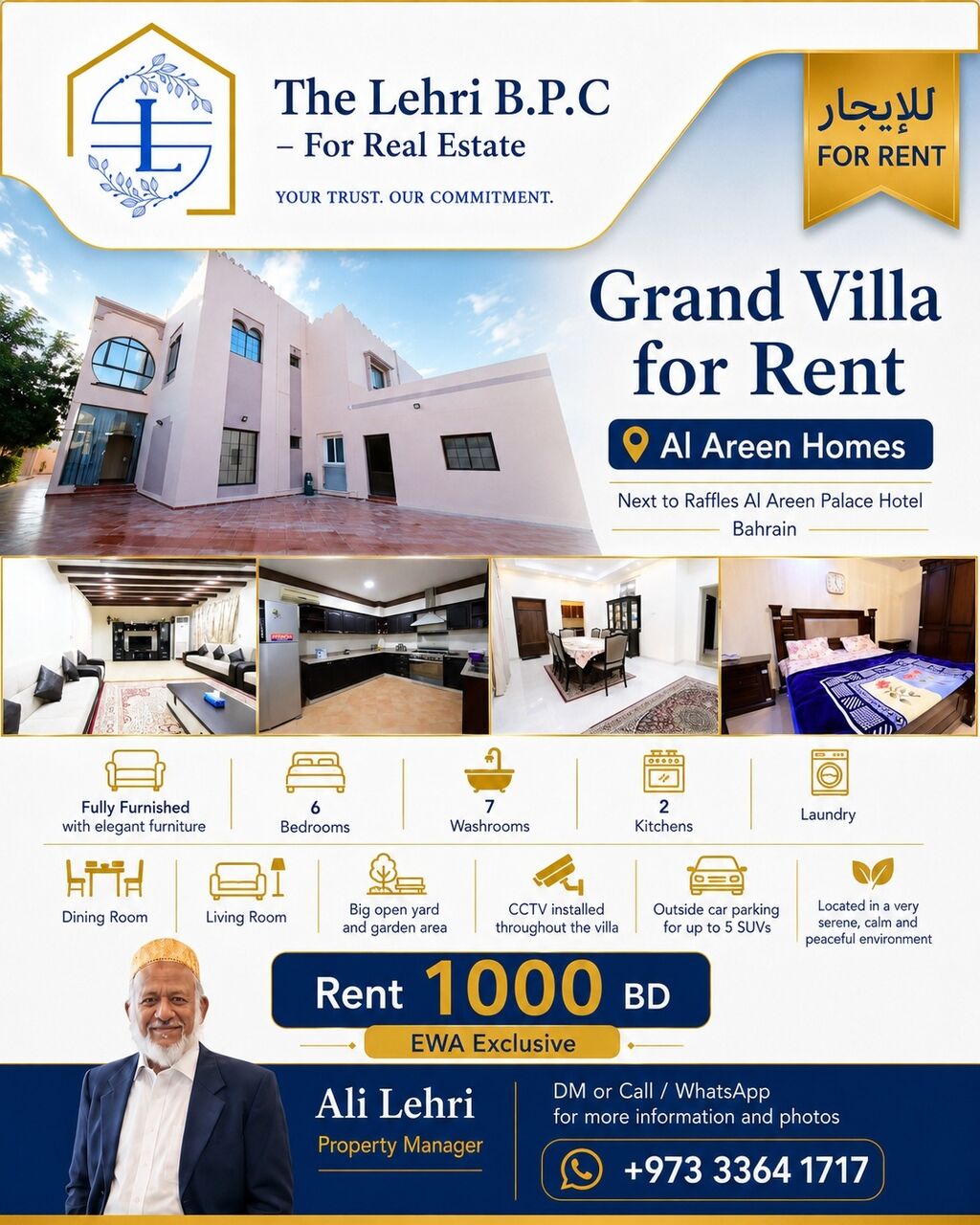 Manama, Apartments, Flats, Houses & Villas, BHD 1000/year,  6 BR,  6BR Villa For Rent