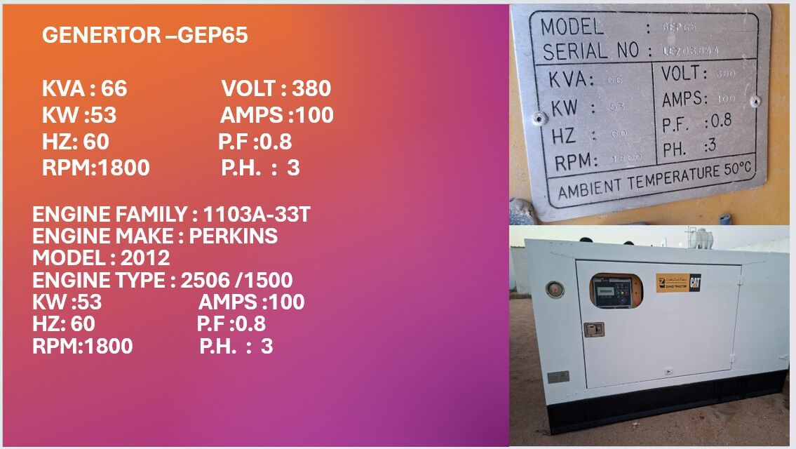 Yanbu, Heavy Equipment, SAR 55,  Generator 66 KVA 380 V And Air Compressor 10.3 Bar