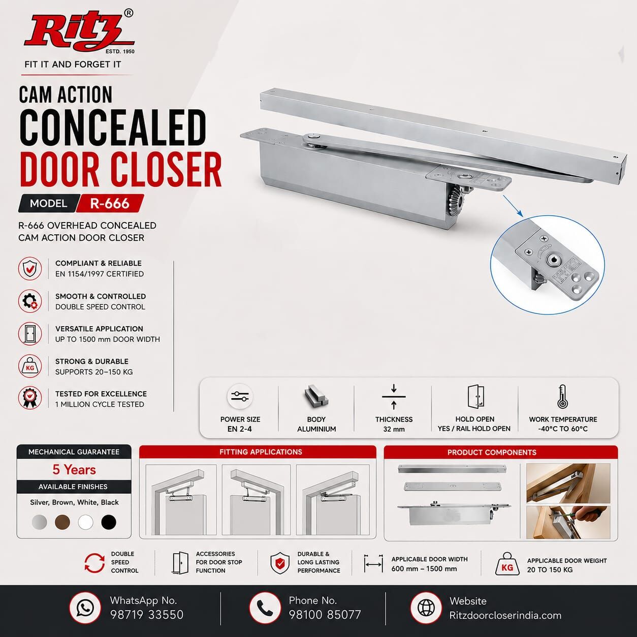 Mumbai, Heavy Equipment, Cam Action Concealed Door Closer