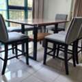 MYR 1800, Tsuno Solid Rubberwood Bar/Island Dining Set (Table, 4 Chairs, 1 Bench)