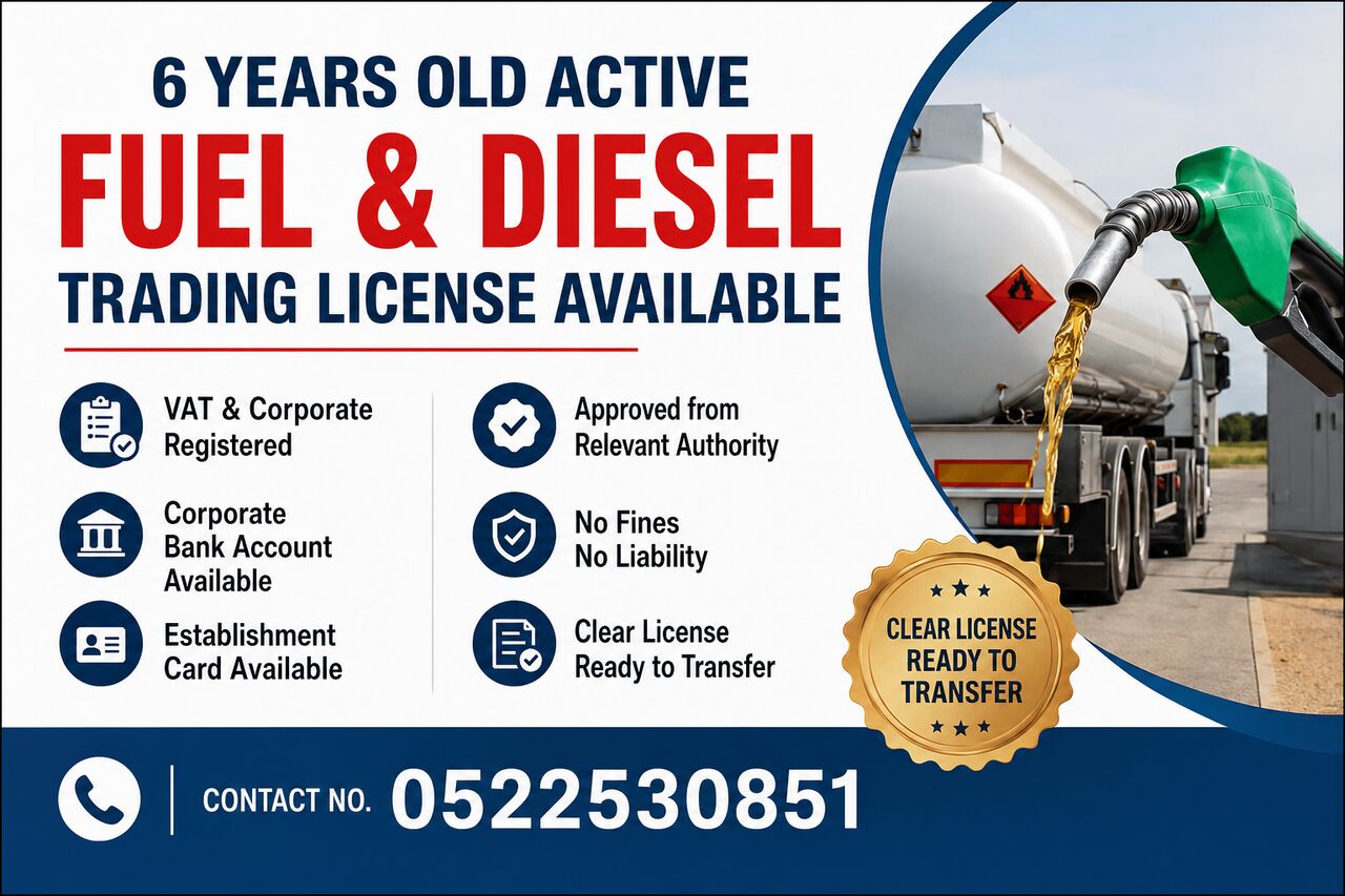 Dubai, Free Items, AED 52500,  6 YEARS OLD ACTIVE FUEL AND DIESEL TRADING TRADE LICENSE AVAILABLE FOR SALE - DUBAI