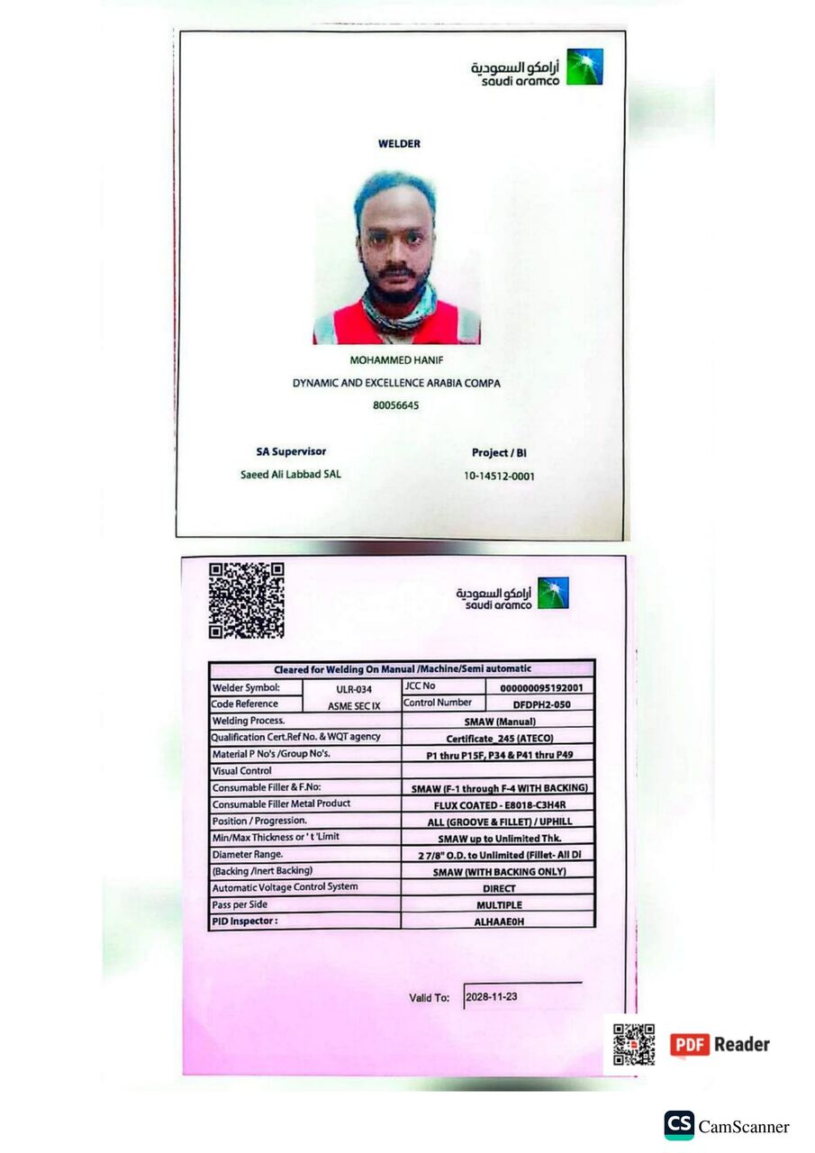 Dammam, Job Seekers, 6G SMAW Weldar