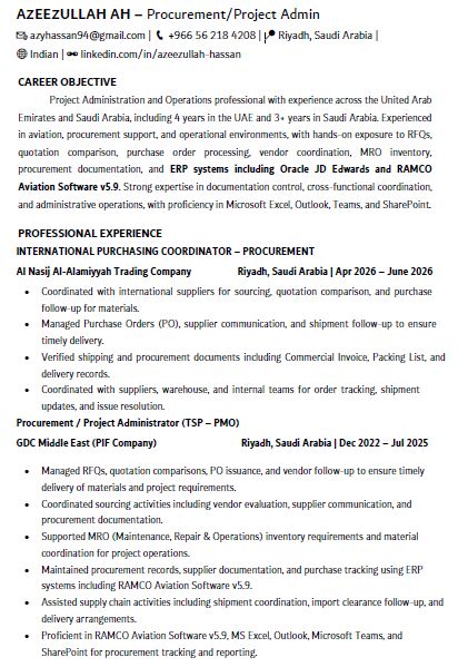 Dammam, Job Seekers, Looking For Procurement & Administration Professional | 5+ Years Of Gulf Experience.