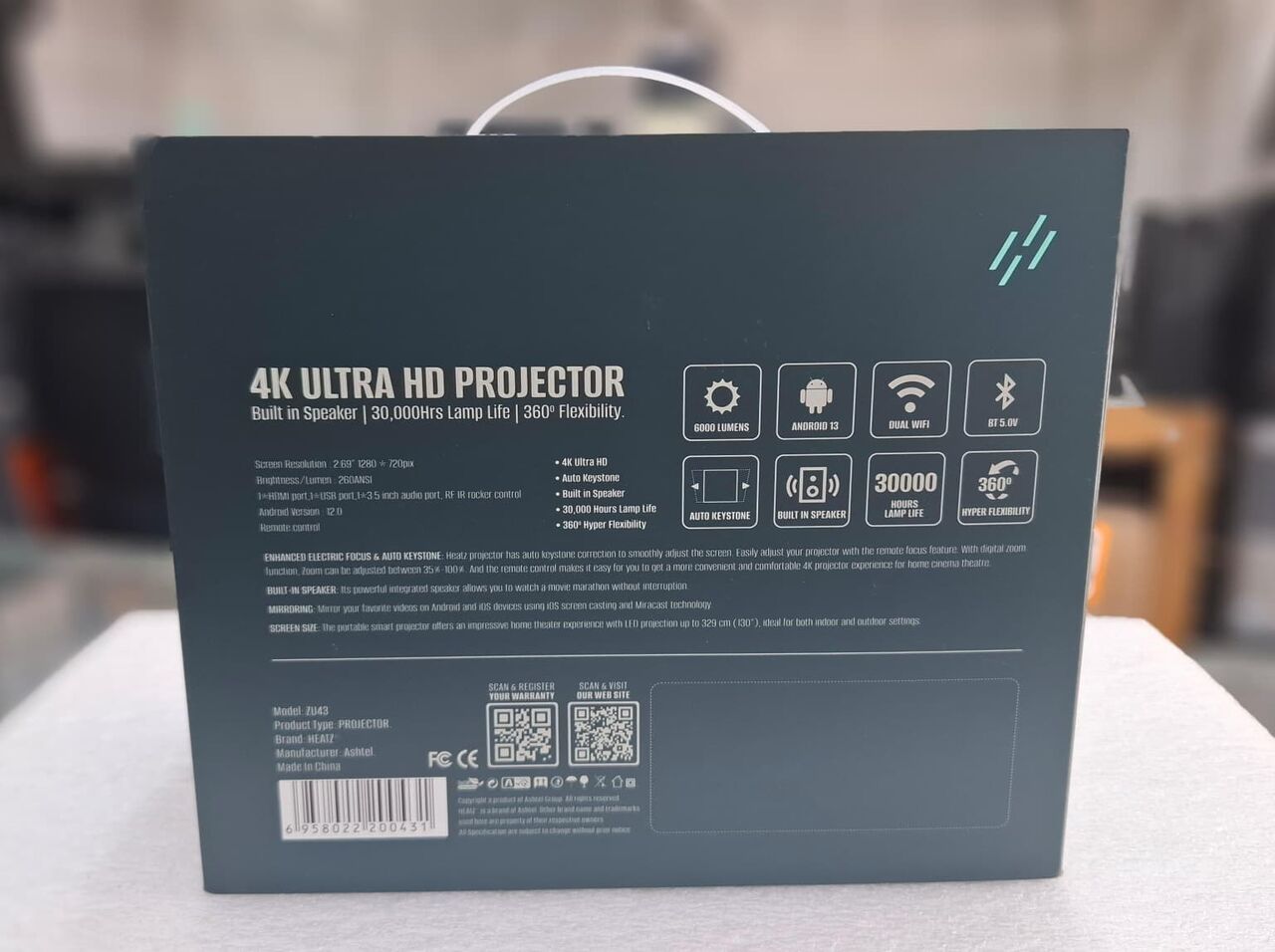 Riffa, Computers, New 4K Smart Android WIFI Projector Built-In Play Store + Wireless Mobile Screen Sharing