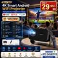 New 4K Smart Android WIFI Projector Built-In Play Store + Wireless Mobile Screen Sharing