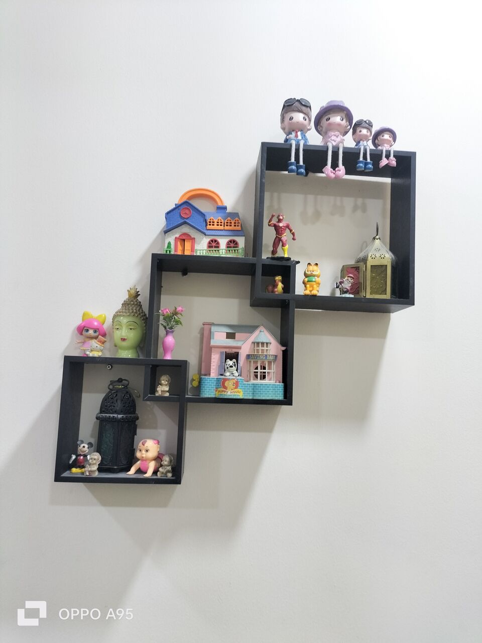 Tubli, Household Items, BHD 8,  Three Shelf Black Wooden Wall Decor For Sale. (With Out Toys).