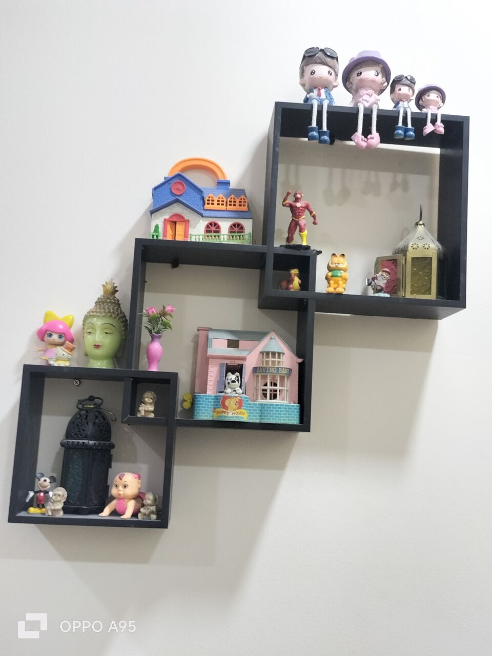 Tubli, Household Items, BHD 8,  Three Shelf Black Wooden Wall Decor For Sale. (With Out Toys).