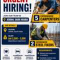 Urgent Hiring &ndash; Carpenter & Steel Fixer (Jeddah, Saudi Arabia)