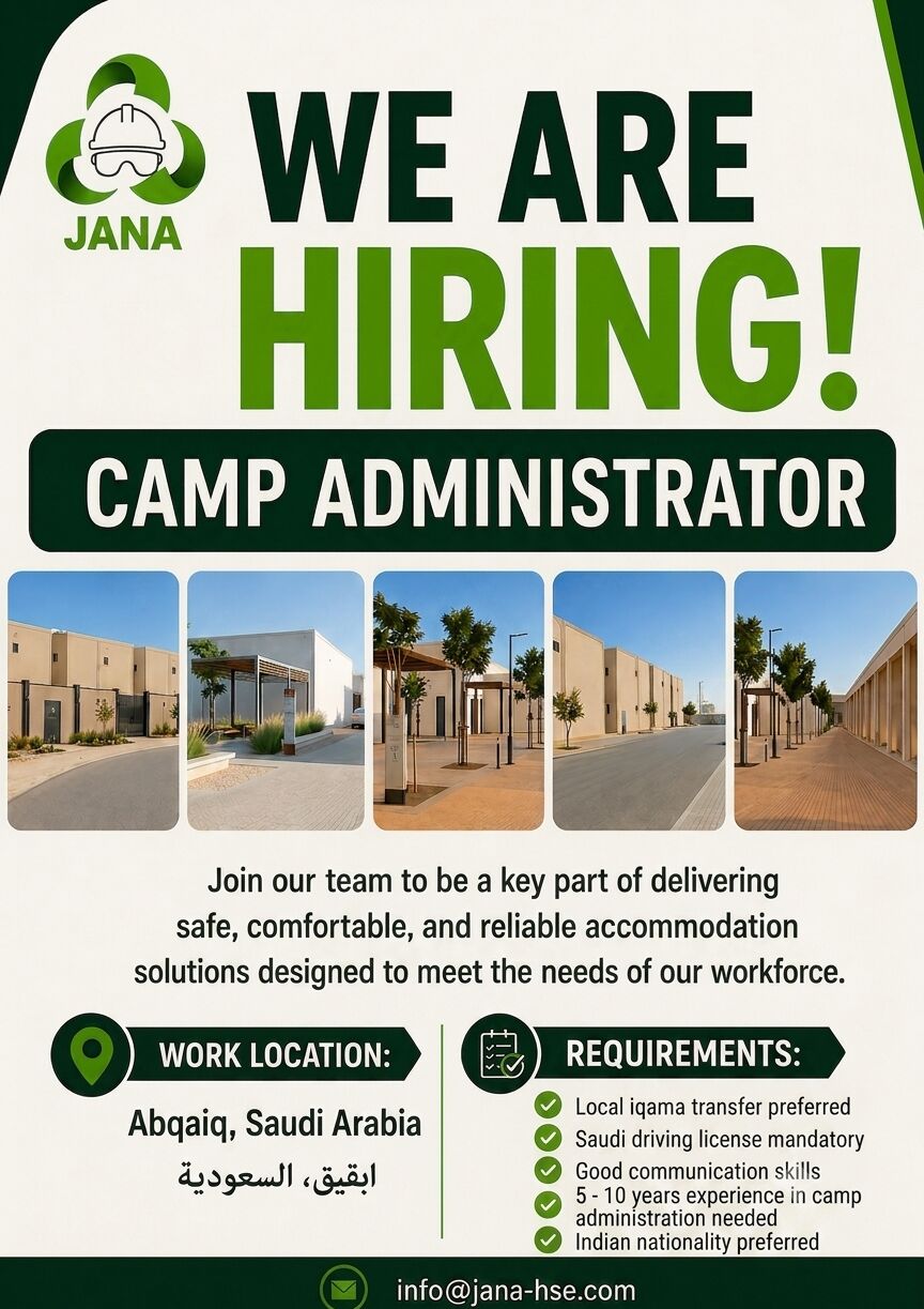 Riyadh, Jobs, CAMP ADMINISTRATOR