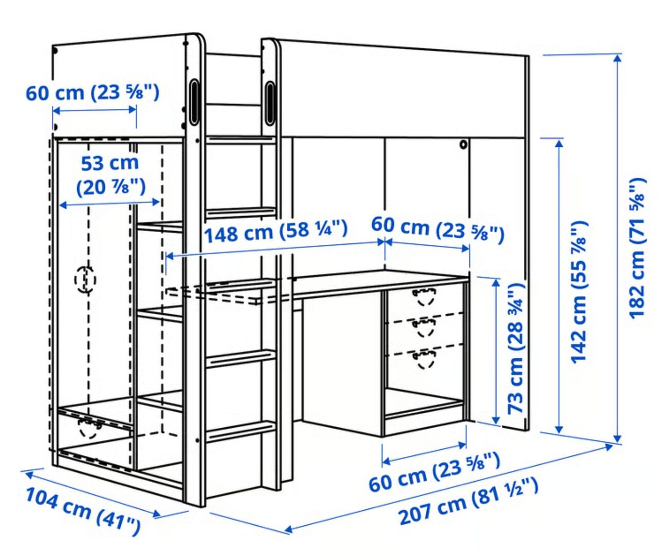 Al Narjis, Furniture, SAR 1990,  4 X IKEA Loft Beds In Four Different Colours