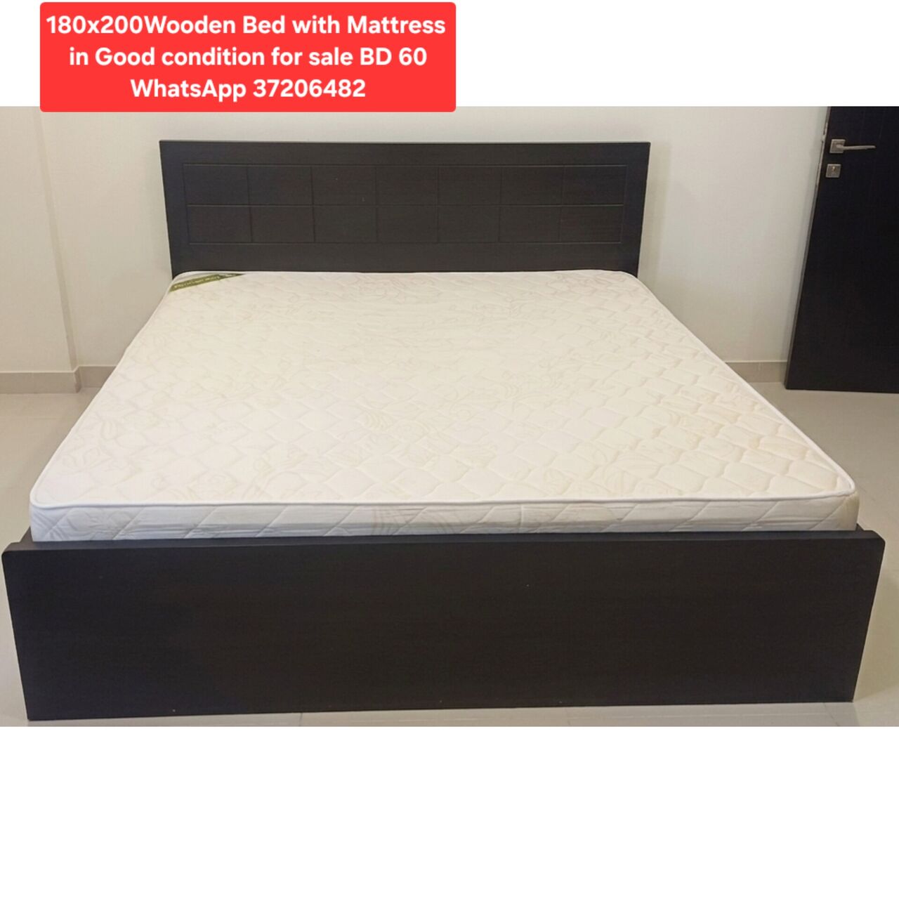 Manama, Furniture, BHD 60,  ✅️ 180x200 Heavy Duty Bed With Mattress For Sale In Good Condition With Delivery