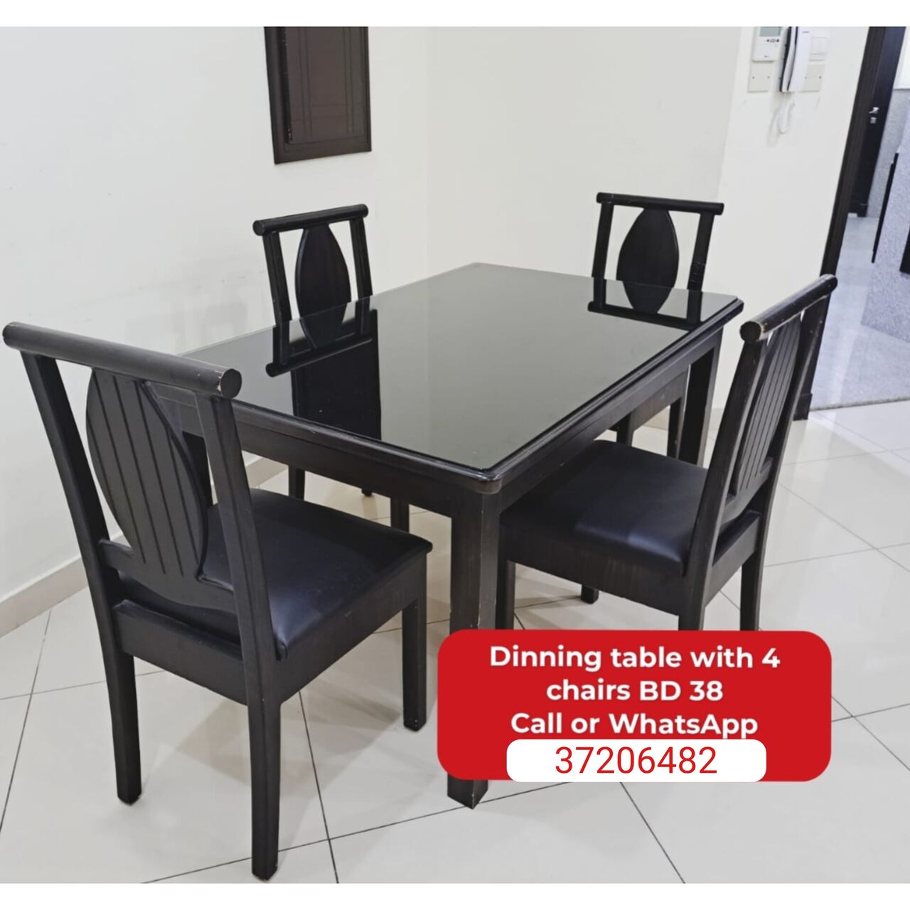 Manama, Furniture, BHD 36,  ✅️ Heavy Duty Dining Table With 4 Chairs For Sale In Good Condition With Delivery