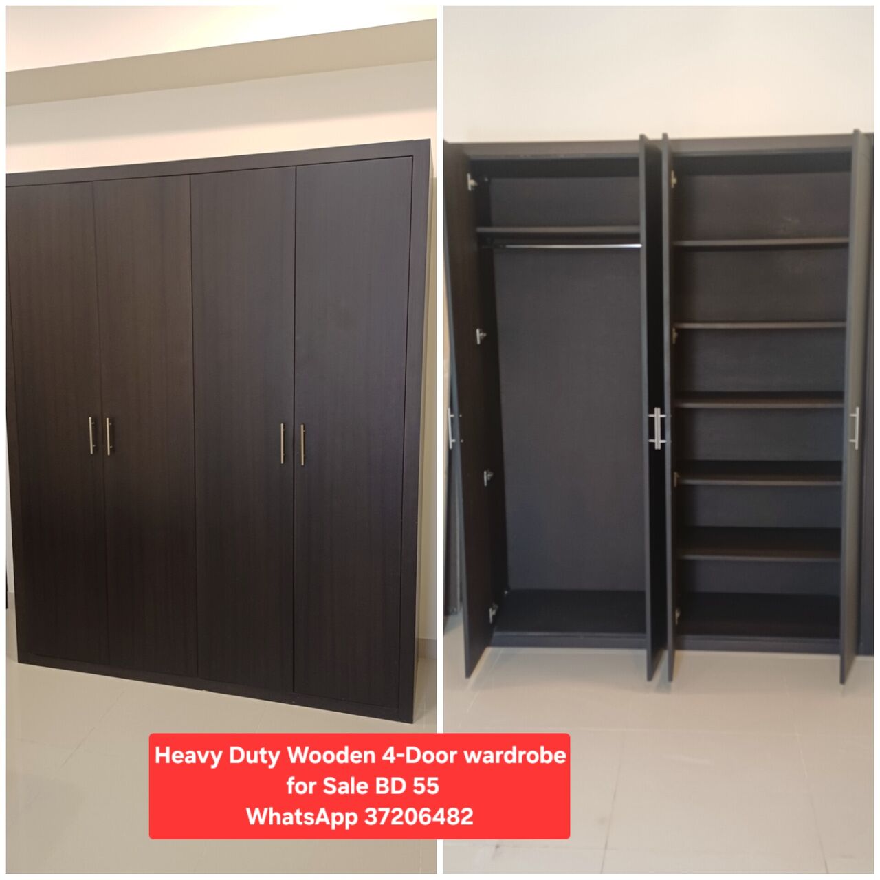Manama, Furniture, BHD 55,  ✅️ Heavy Duty 4 Door Wardrobe For Sale In Good Condition With Delivery