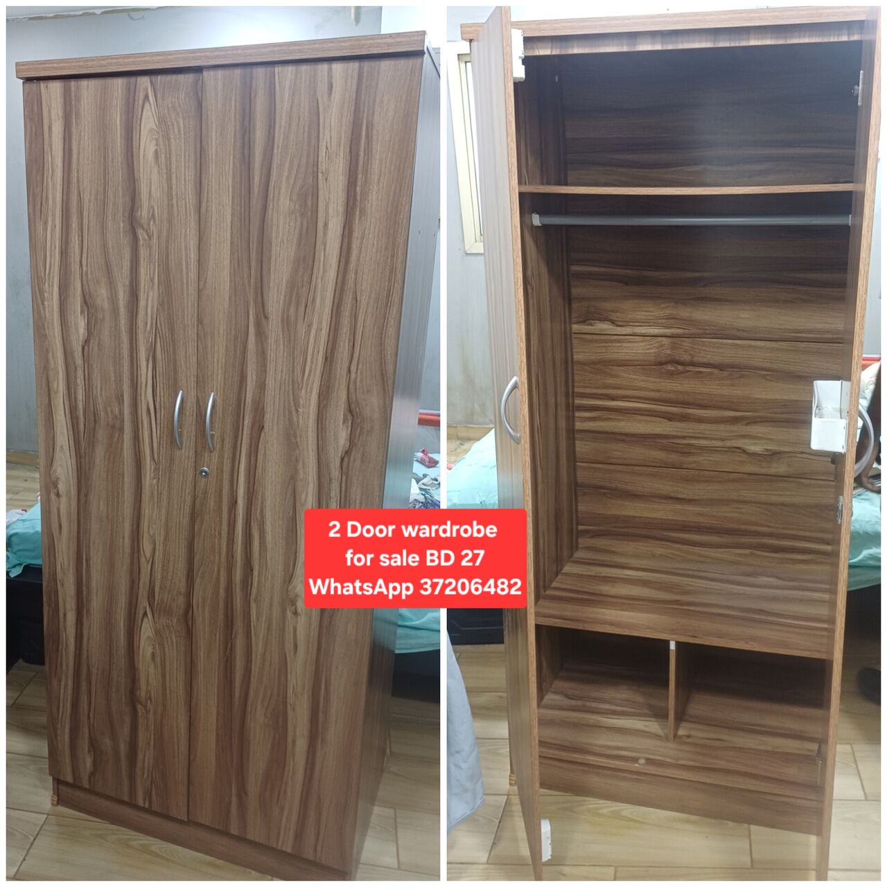 Manama, Furniture, BHD 27,  ✅️ 2 Door Wardrobe For Sale In Good Condition With Delivery