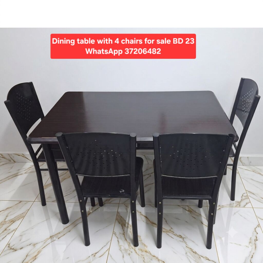 Manama, Furniture, BHD 23,  ✅️ Dining Table With 4 Chairs For Sale In Good Condition With Delivery