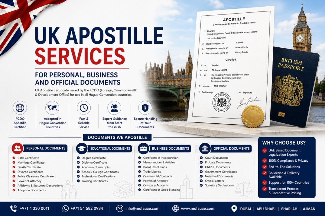 Dubai, Legal, Embassy, Consulate & MOFA Attestation Services In UAE