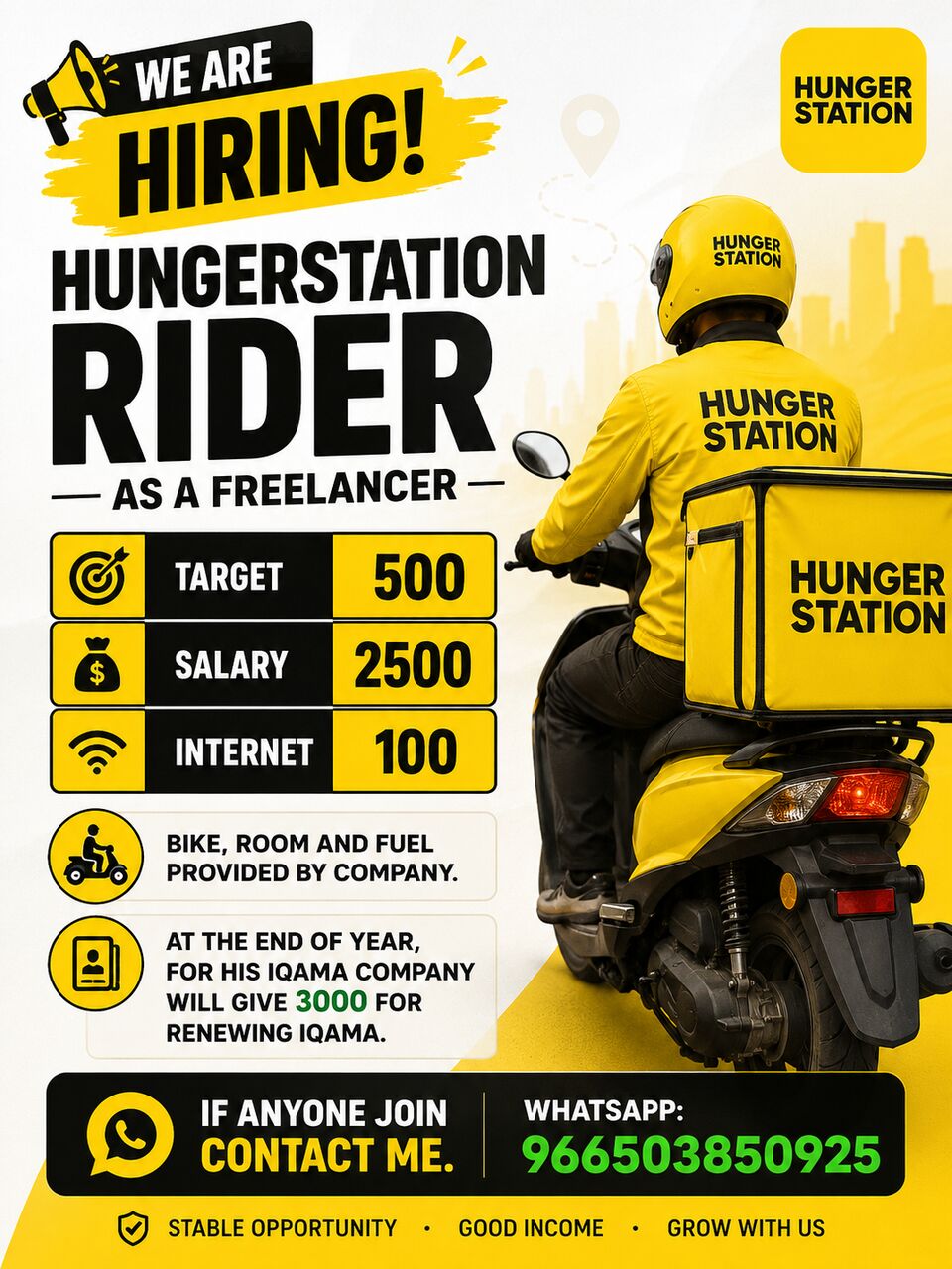 Riyadh, Jobs, Hiring Hungerstation Bike Rider As A Freelancer In Riyadh