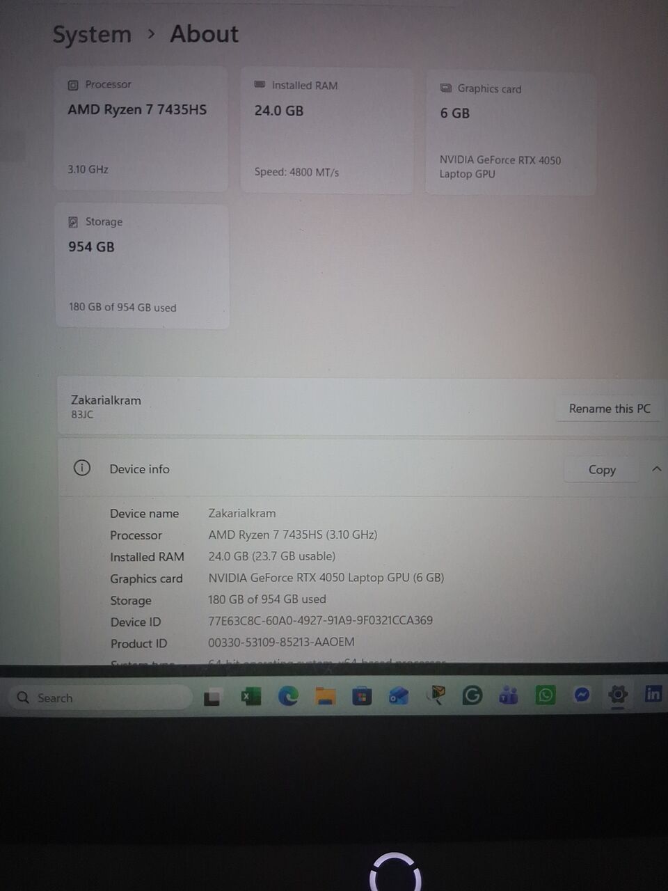 Al Masiaf, Computers, SAR 3000,  Lenovo LOQ Ryzen 7, 24 GB RAM, 1 TB SSD, 4050 6 GB Graphics Card