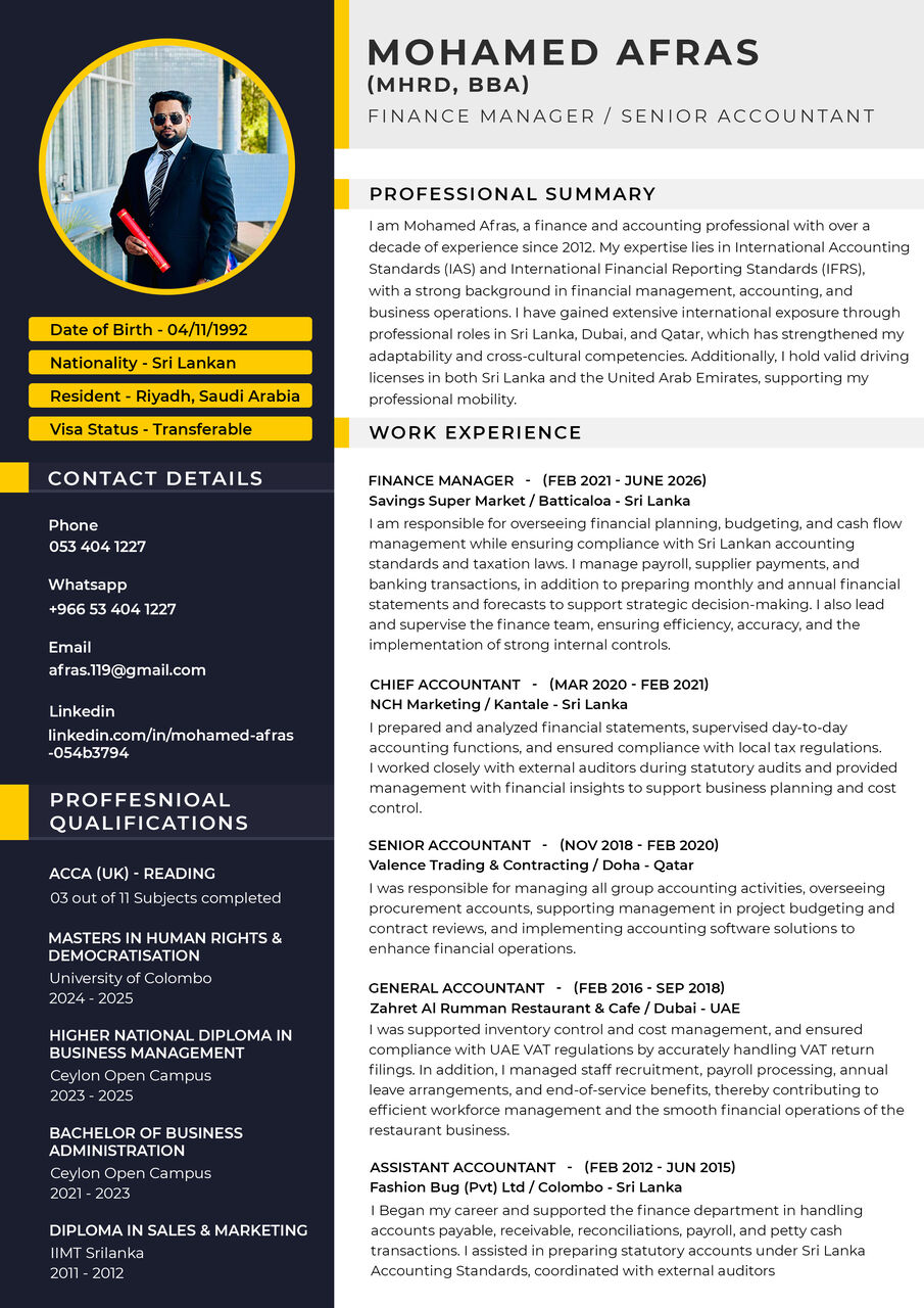 Riyadh, Job Seekers, Senior Accountant