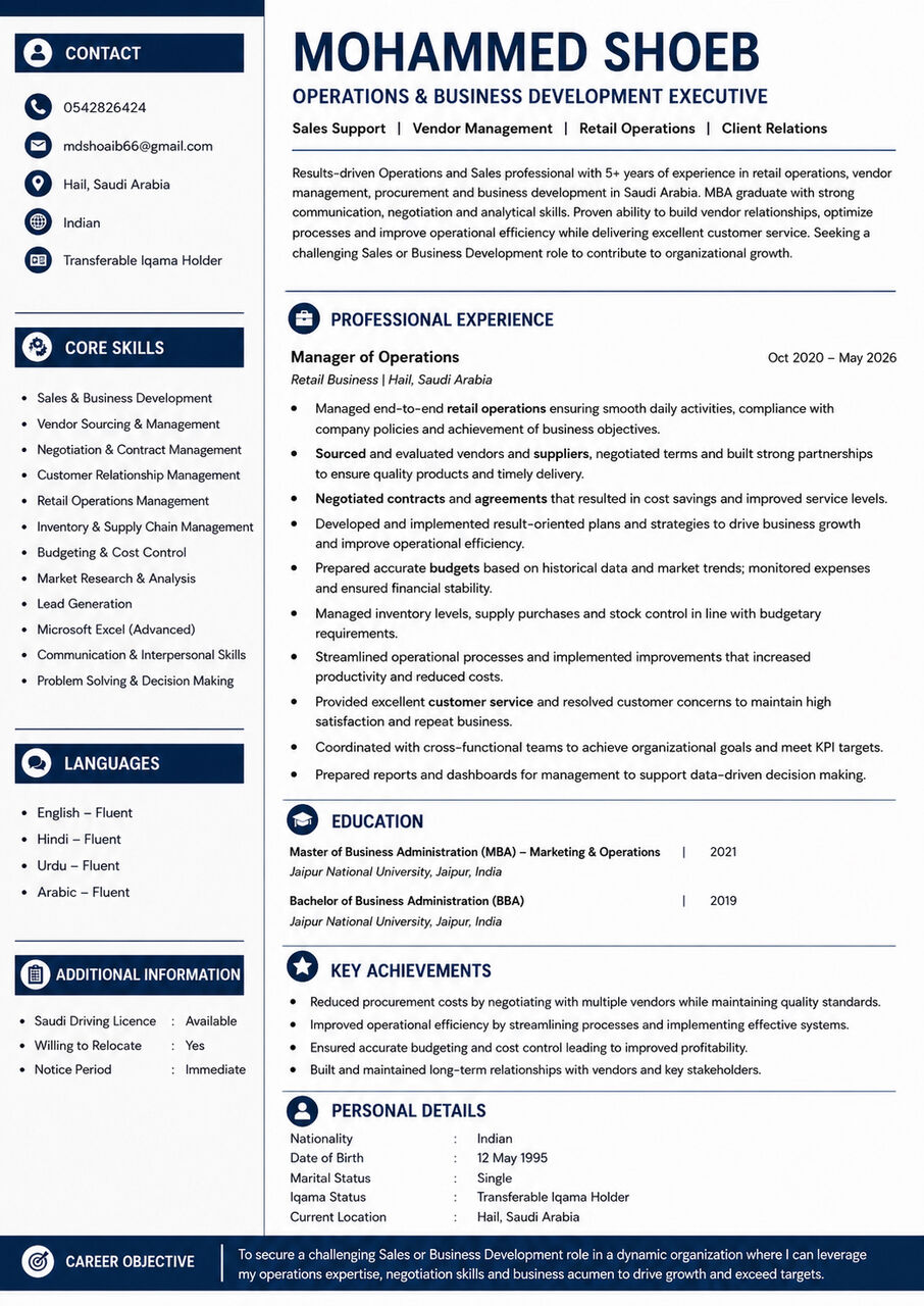 Dammam, Job Seekers, Sales