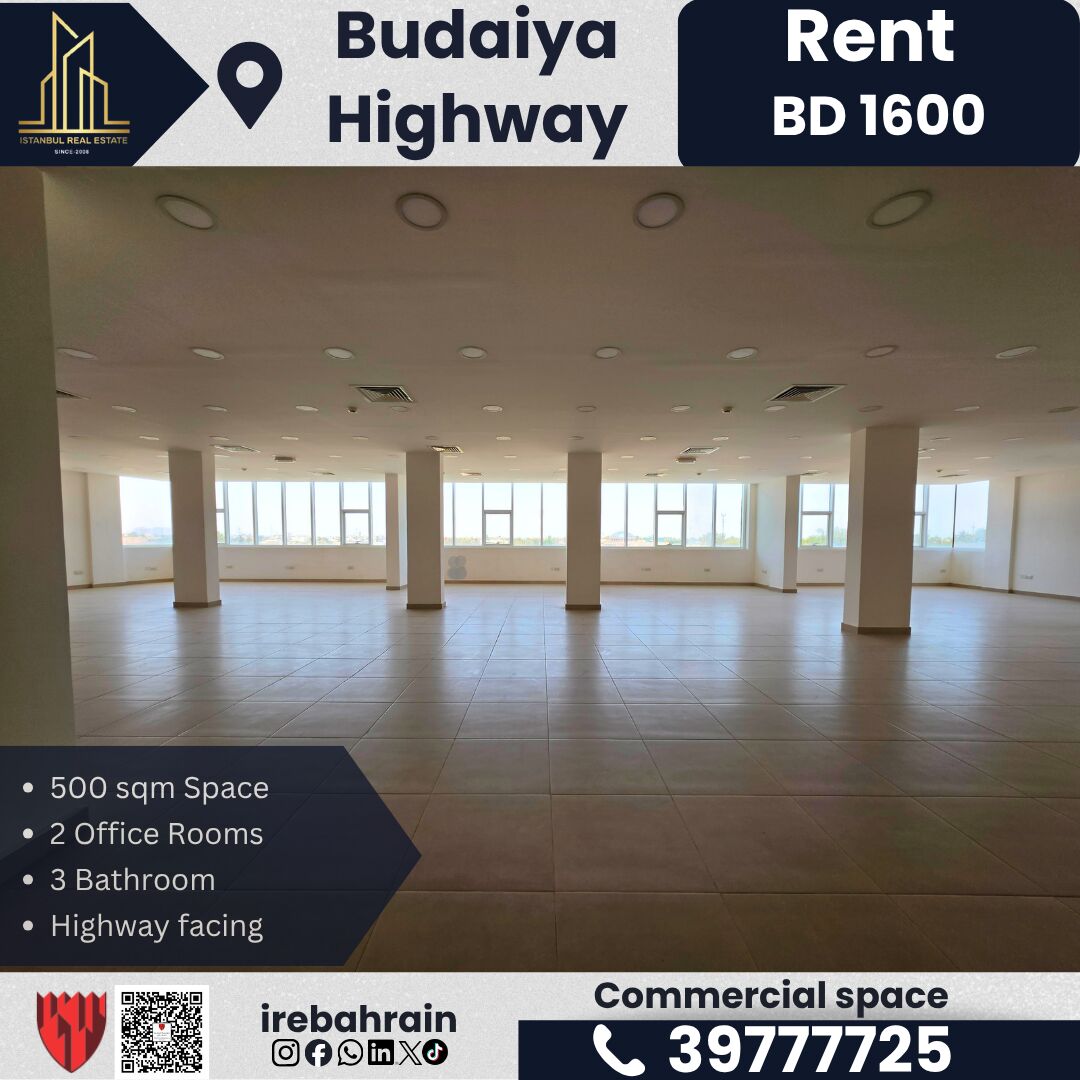 Budaiya, Offices, BHD 1600,  500 Sq. Meter,  Commercial Space For Rent &ndash; Budaiya Highway