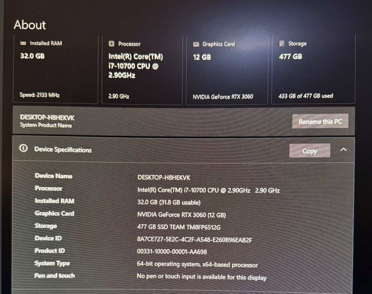 Riyadh, Computers, SAR 3200,  Gaming PC For Sale &ndash; Intel I7-10700 | ASUS TUF RTX 3060 | 32GB
